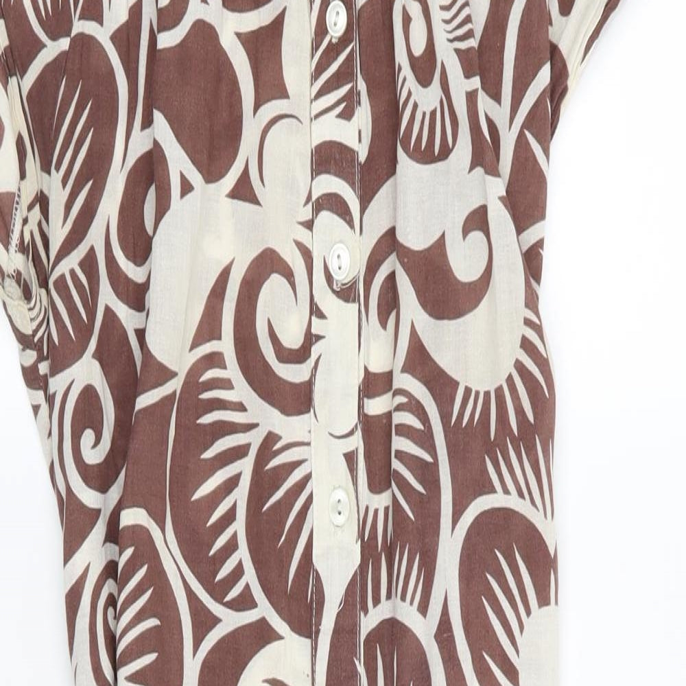 Topshop Womens Brown Geometric  Fit & Flare  Size 12