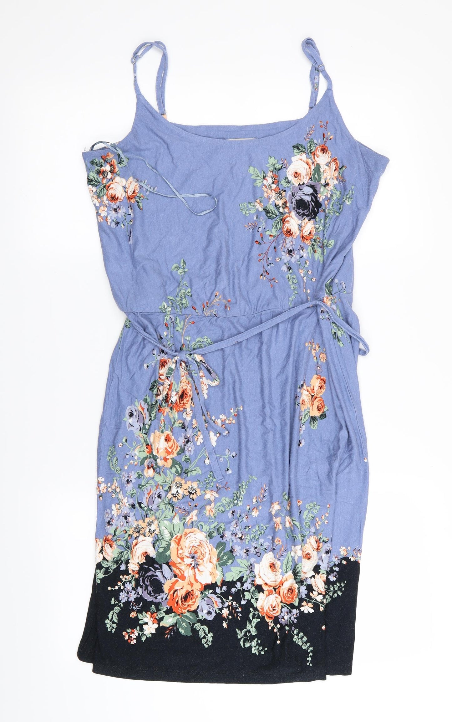 Oasis Womens Blue Floral  Fit & Flare  Size L