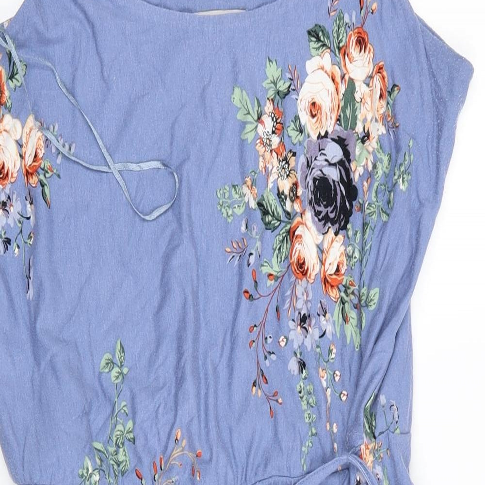 Oasis Womens Blue Floral  Fit & Flare  Size L