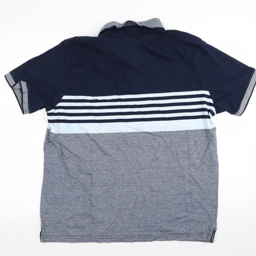 Asda George Mens Blue Striped   Polo Size L