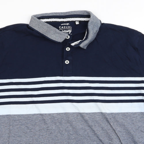 Asda George Mens Blue Striped   Polo Size L