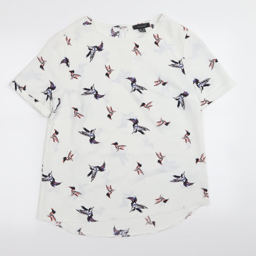 Primark Womens White   Basic Blouse Size 10  - BUTTERFLIES