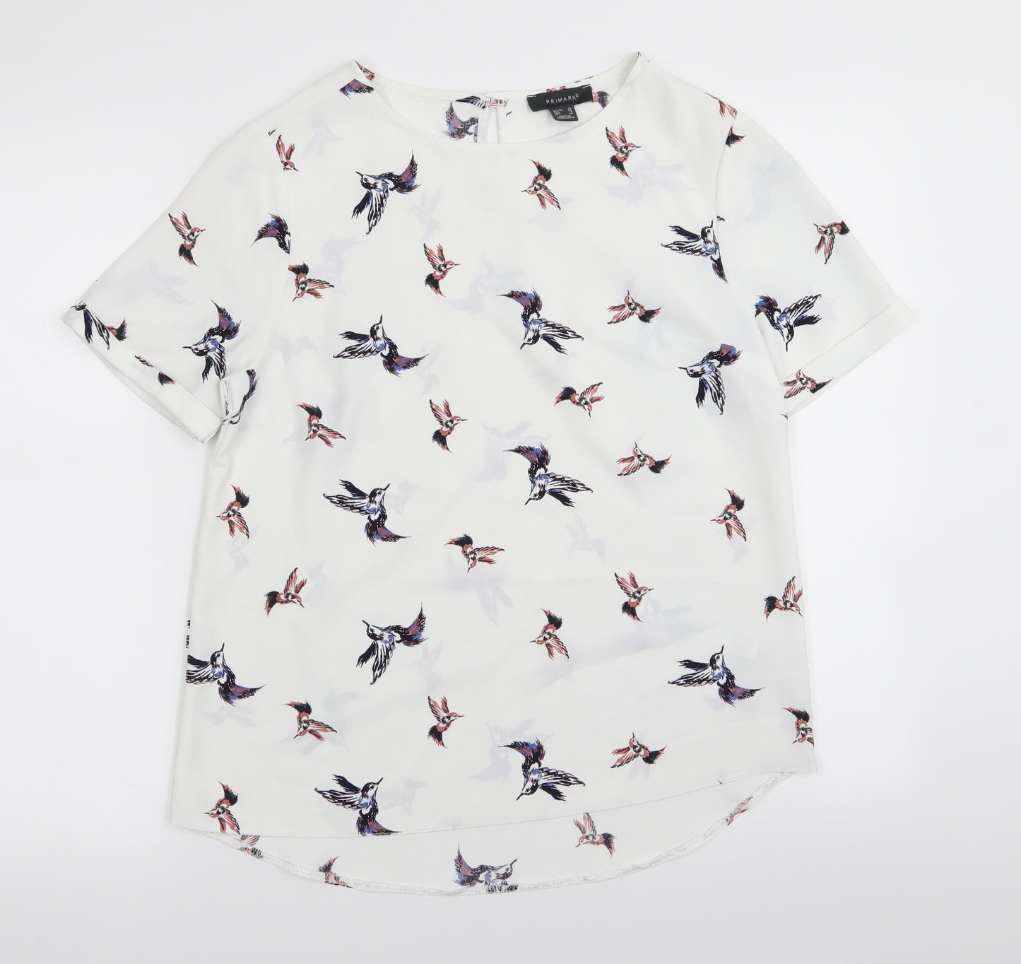 Primark Womens White   Basic Blouse Size 10  - BUTTERFLIES