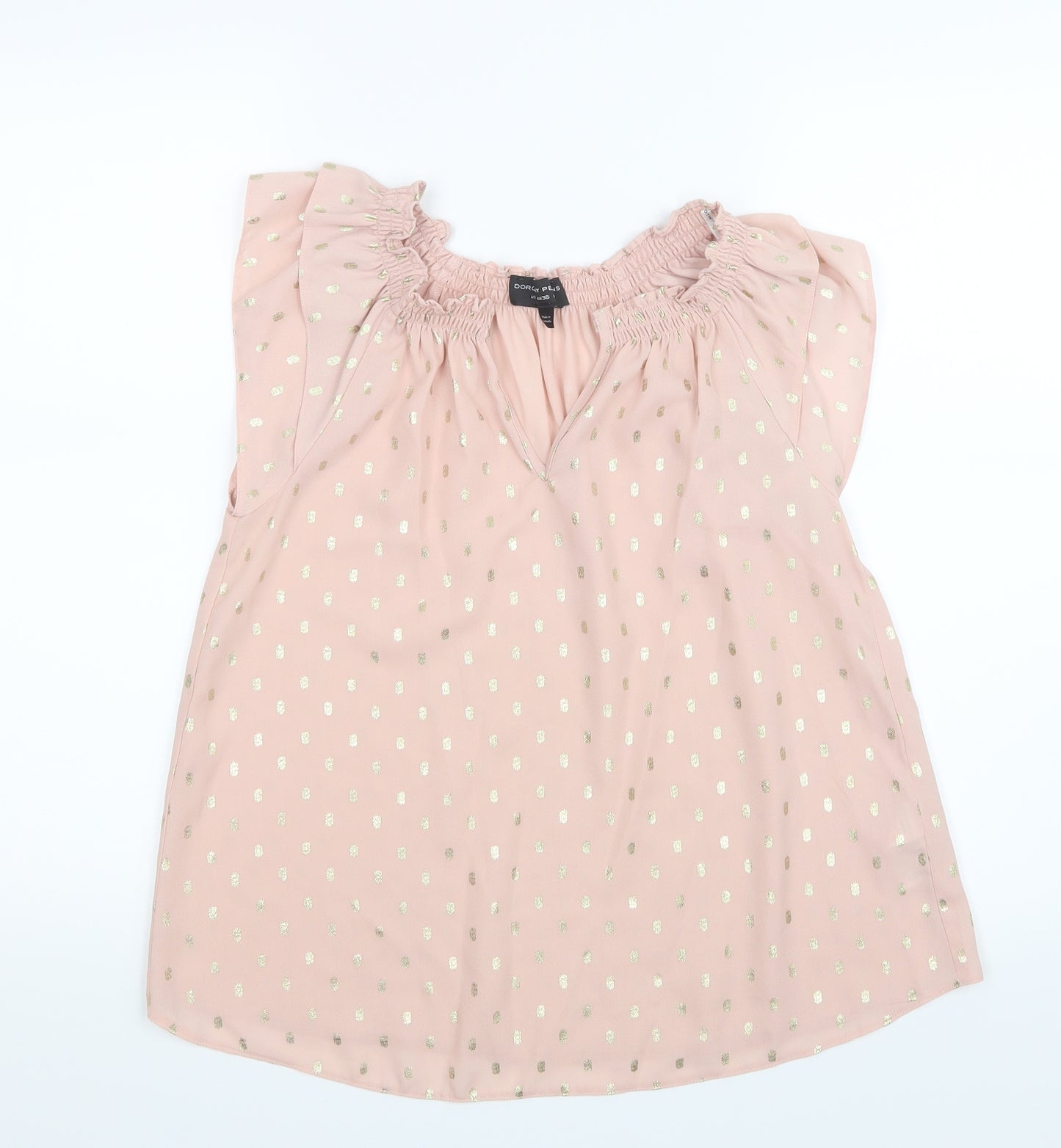 Dorothy Perkins Womens Pink Polka Dot Mesh Basic Blouse Size 8