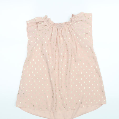 Dorothy Perkins Womens Pink Polka Dot Mesh Basic Blouse Size 8