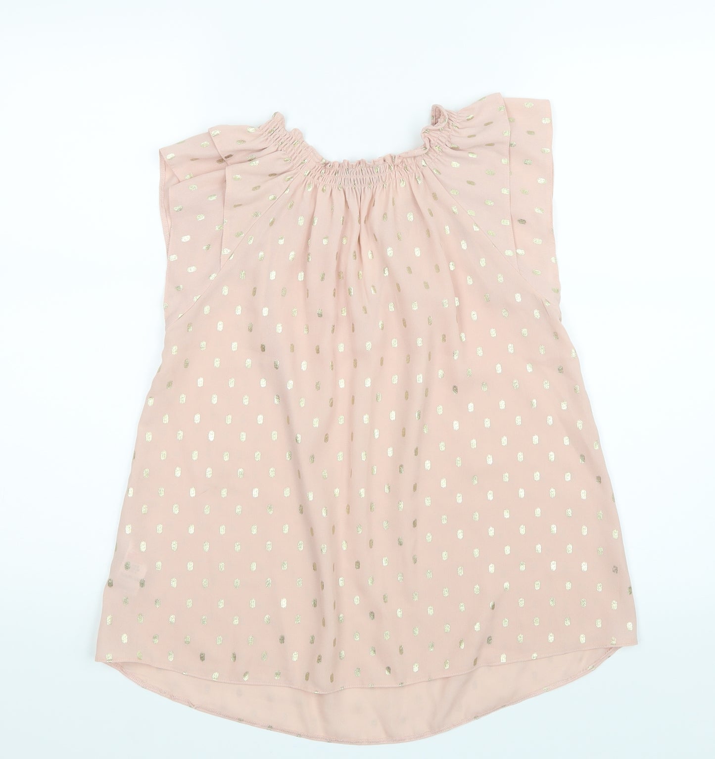 Dorothy Perkins Womens Pink Polka Dot Mesh Basic Blouse Size 8