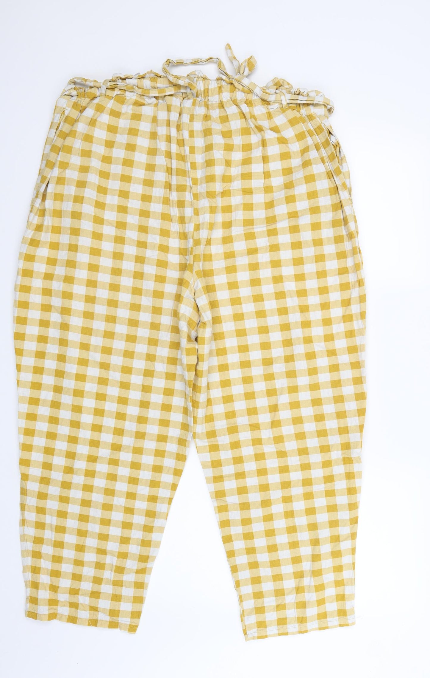 Primark Womens Yellow Check  Trousers  Size 20 L25 in
