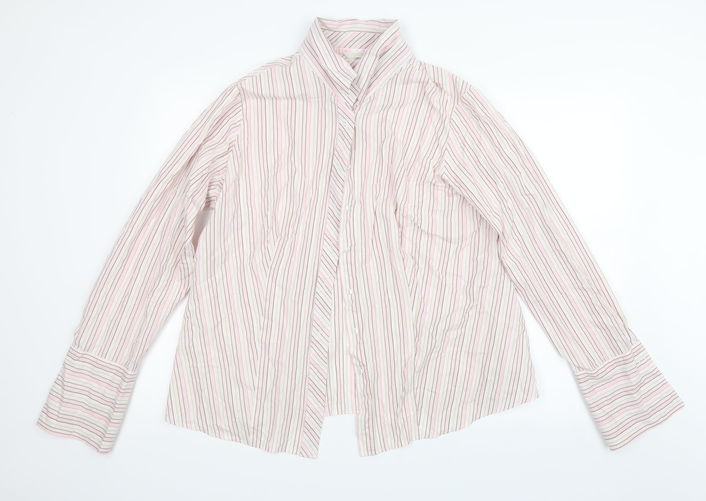 Marks and Spencer Womens Pink Striped  Basic Button-Up Size 22