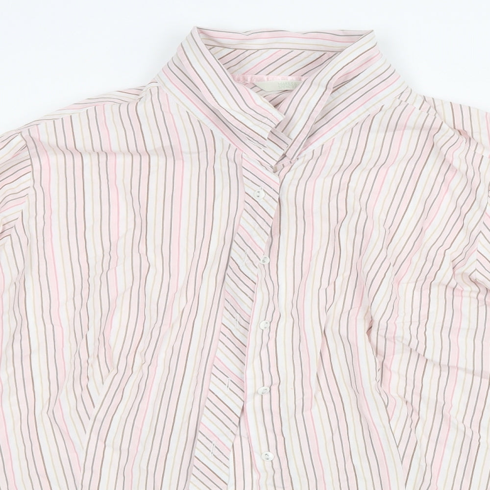 Marks and Spencer Womens Pink Striped  Basic Button-Up Size 22