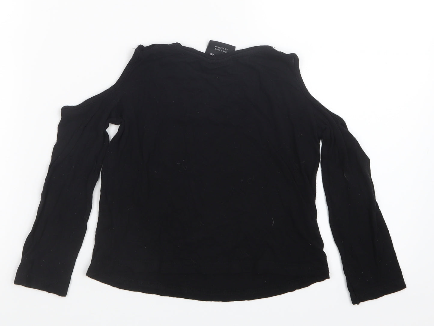 Young Dimension Girls Black   Basic T-Shirt Size 7-8 Years  - Open Shoulders