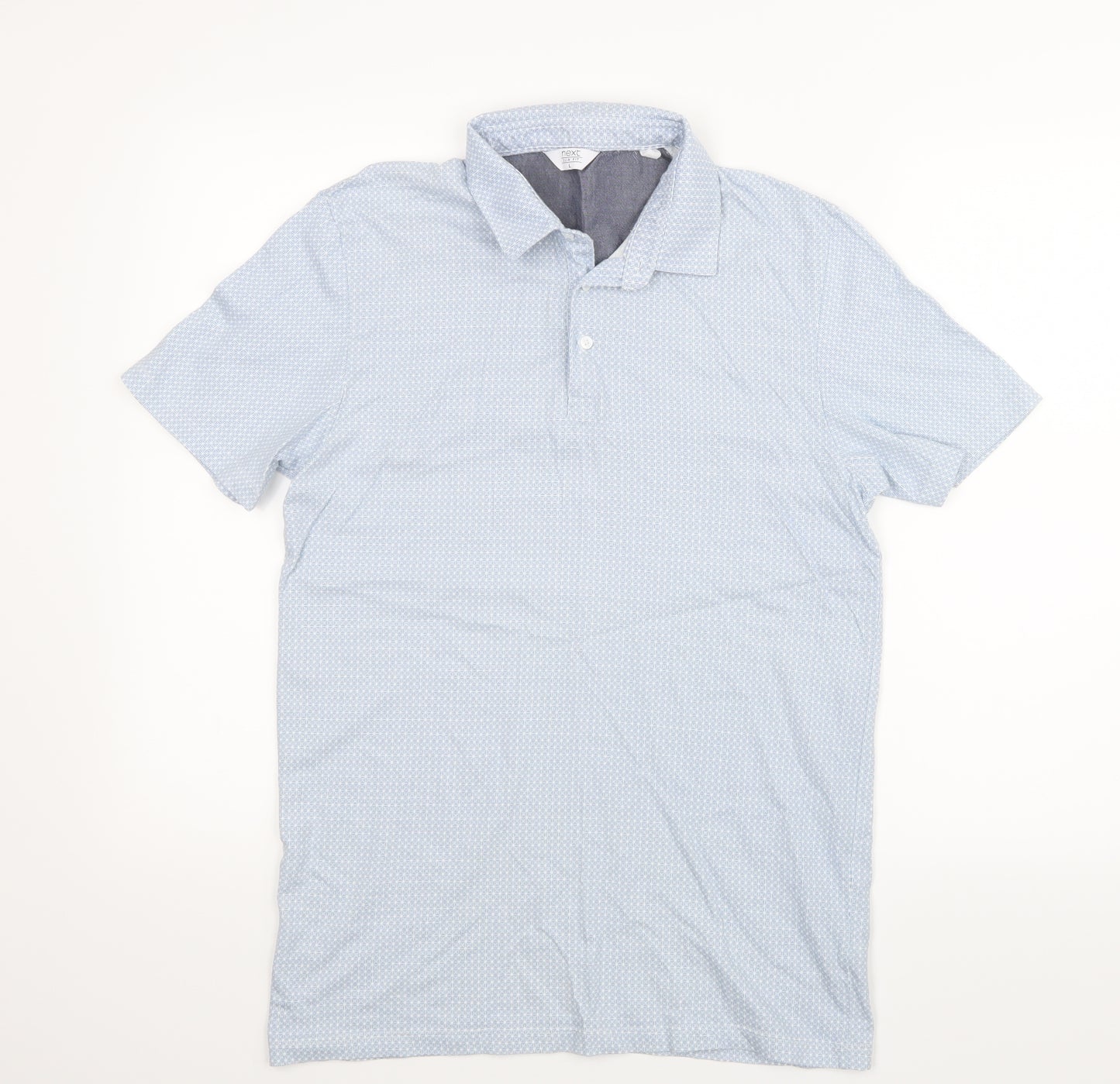 NEXT Mens Blue Geometric   Polo Size L