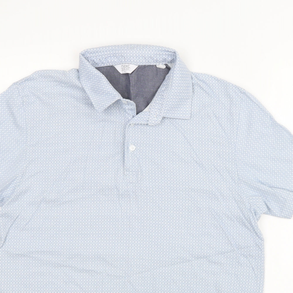 NEXT Mens Blue Geometric   Polo Size L