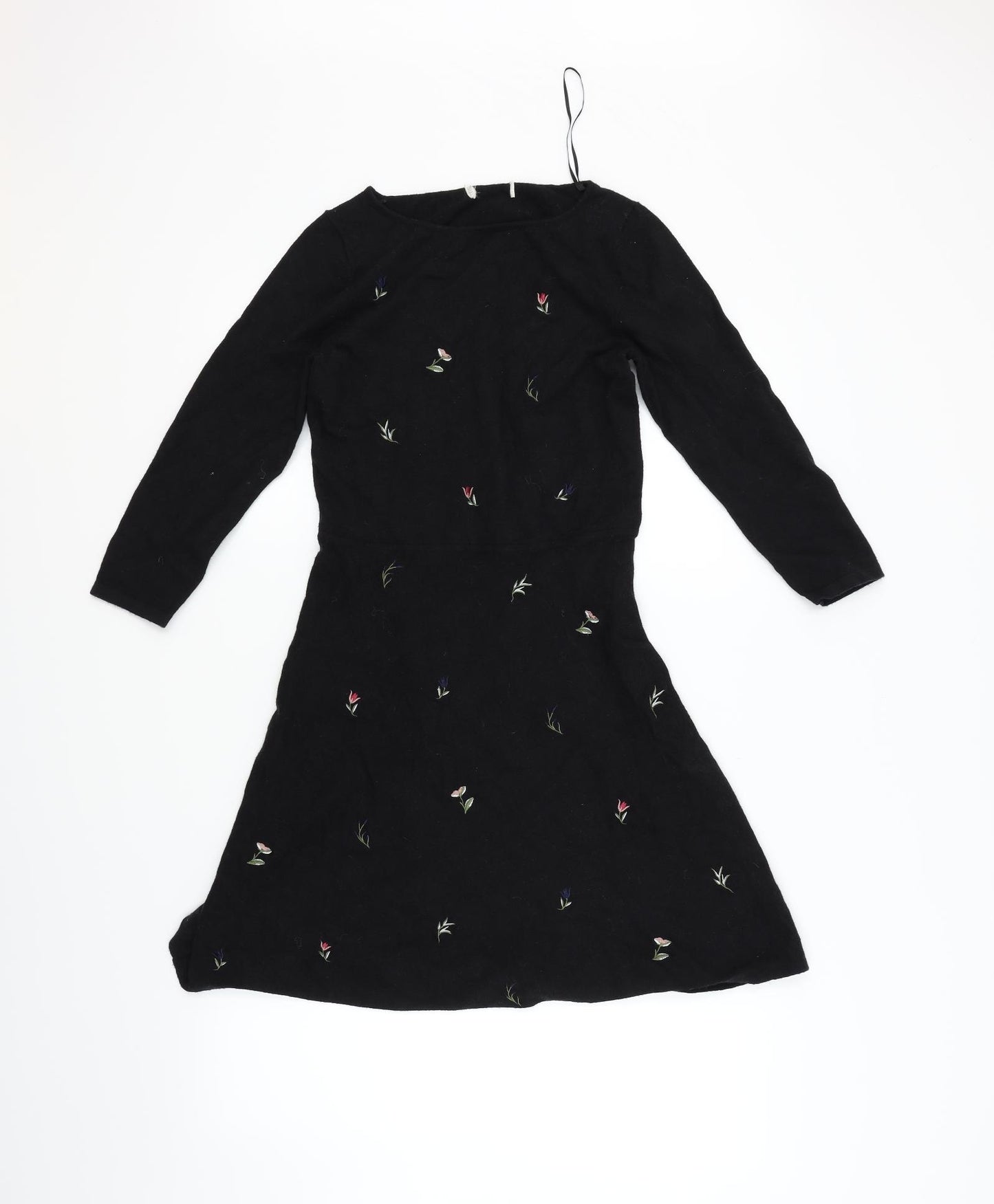 Preworn Womens Black Floral  Fit & Flare  Size M