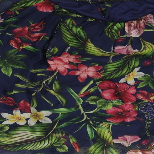 Preworn Womens Blue Floral  Basic Blouse Size M