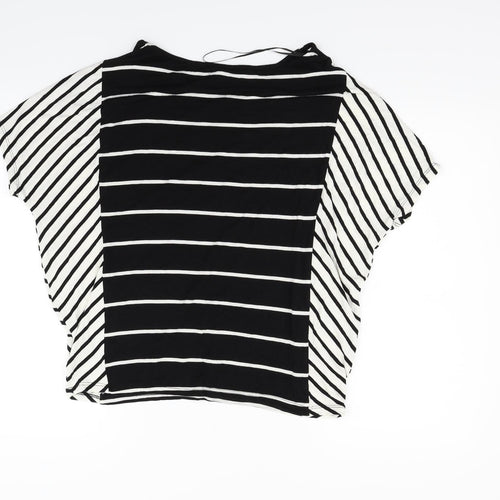 F&F Womens Black Striped  Basic T-Shirt Size 8