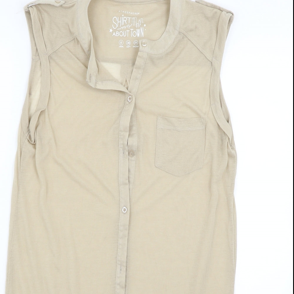 Atmosphere Womens Beige   Basic Button-Up Size 8
