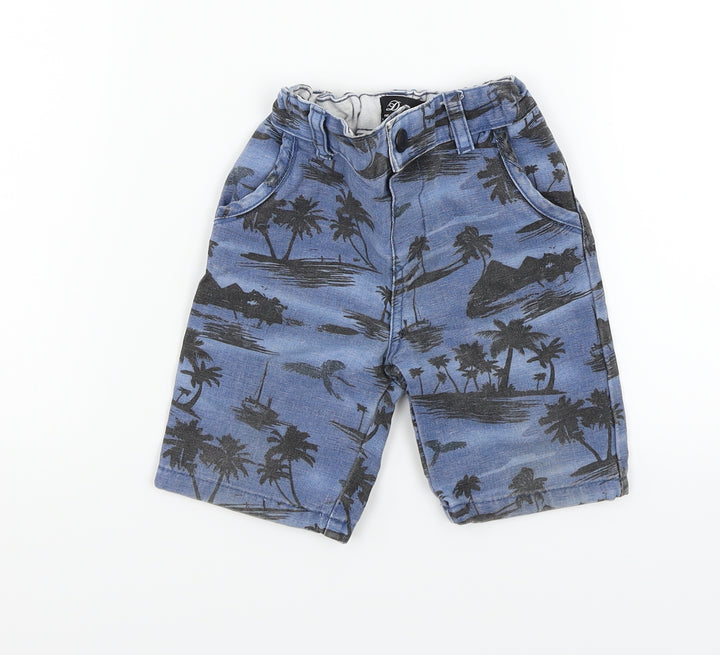 deniem & co Boys Blue Geometric  Cropped Trousers Size 18-24 Months