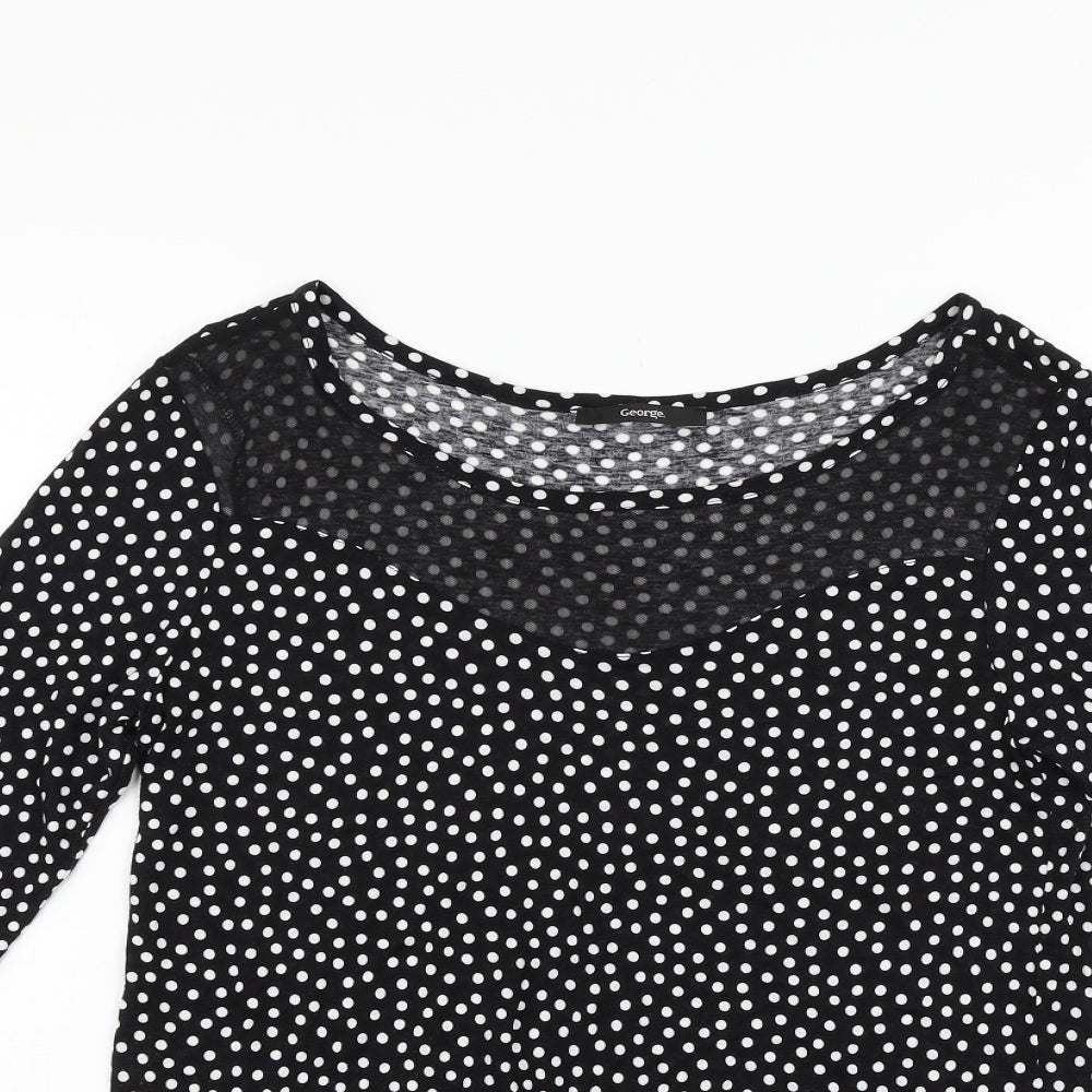 George Womens Black Polka Dot  Basic T-Shirt Size 12