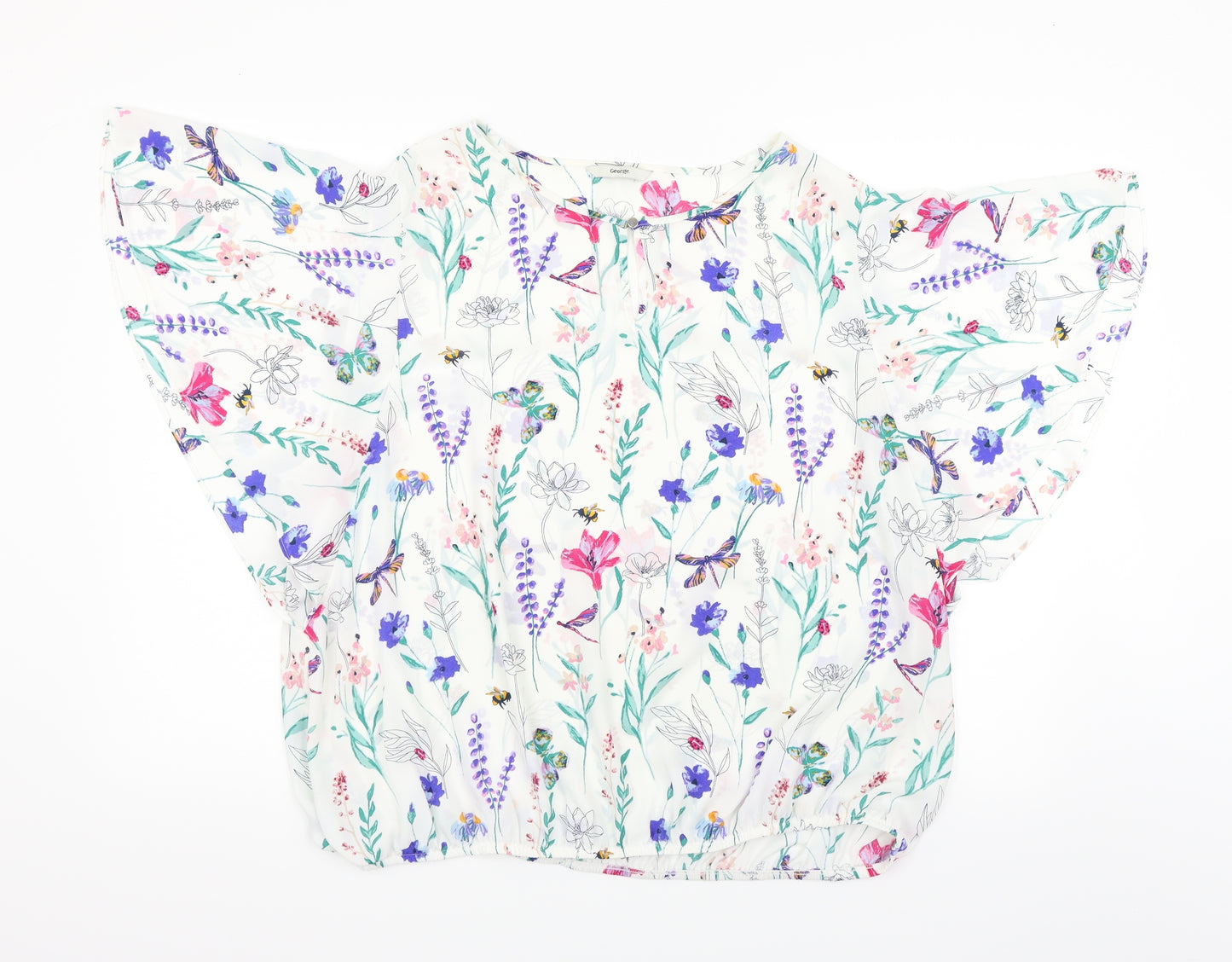 George Womens White Floral  Basic Blouse Size 22