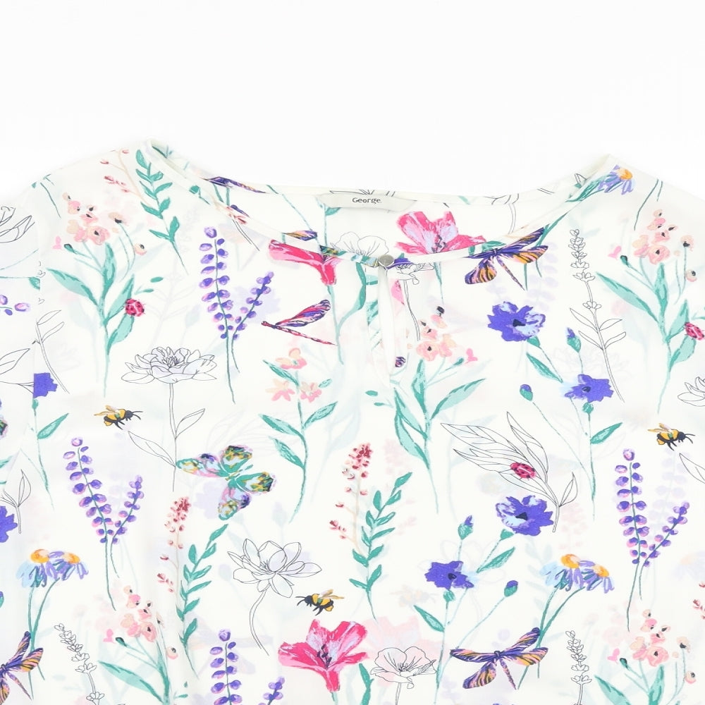 George Womens White Floral  Basic Blouse Size 22