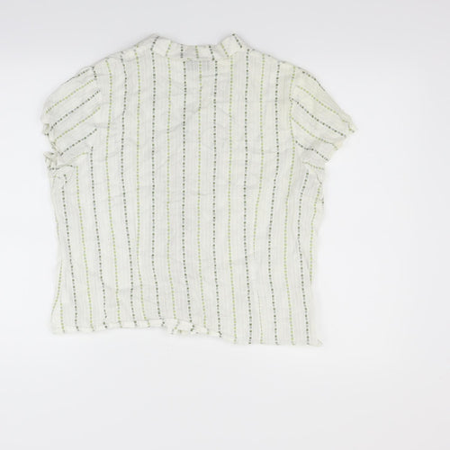 Alex & Co Womens White Striped  Basic Button-Up Size 18