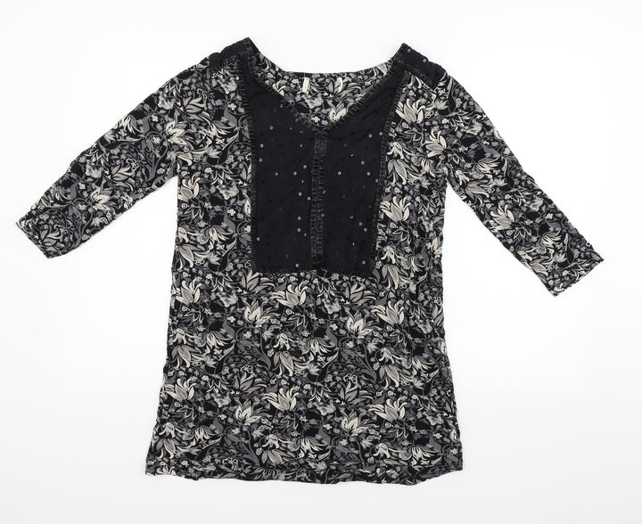 NEXT Womens Black Geometric Fit & Flare Size 10