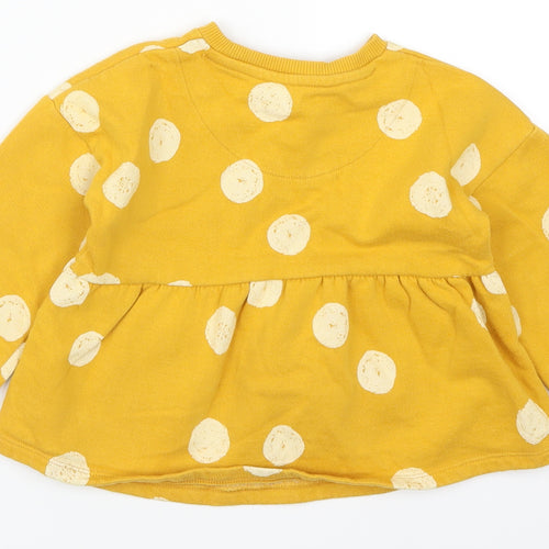 F&F Girls Yellow Polka Dot  Pullover Sweatshirt Size 2-3 Years