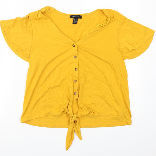 New Look Womens Yellow   Basic Button-Up Size 12