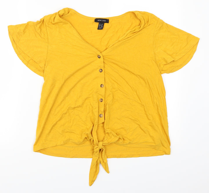 New Look Womens Yellow   Basic Button-Up Size 12