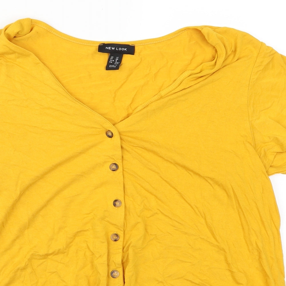 New Look Womens Yellow   Basic Button-Up Size 12