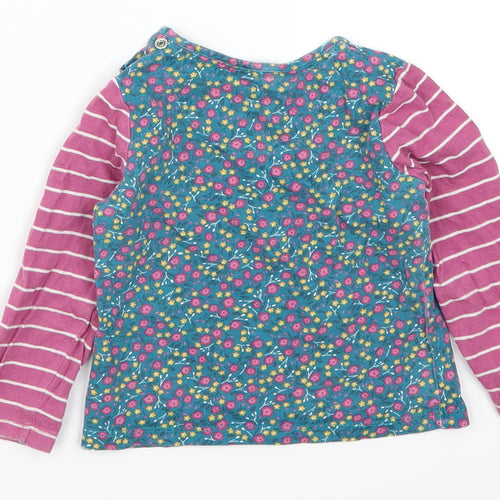 Mothercare Girls Blue Floral  Basic T-Shirt Size 12-18 Months  - Pink Stripes