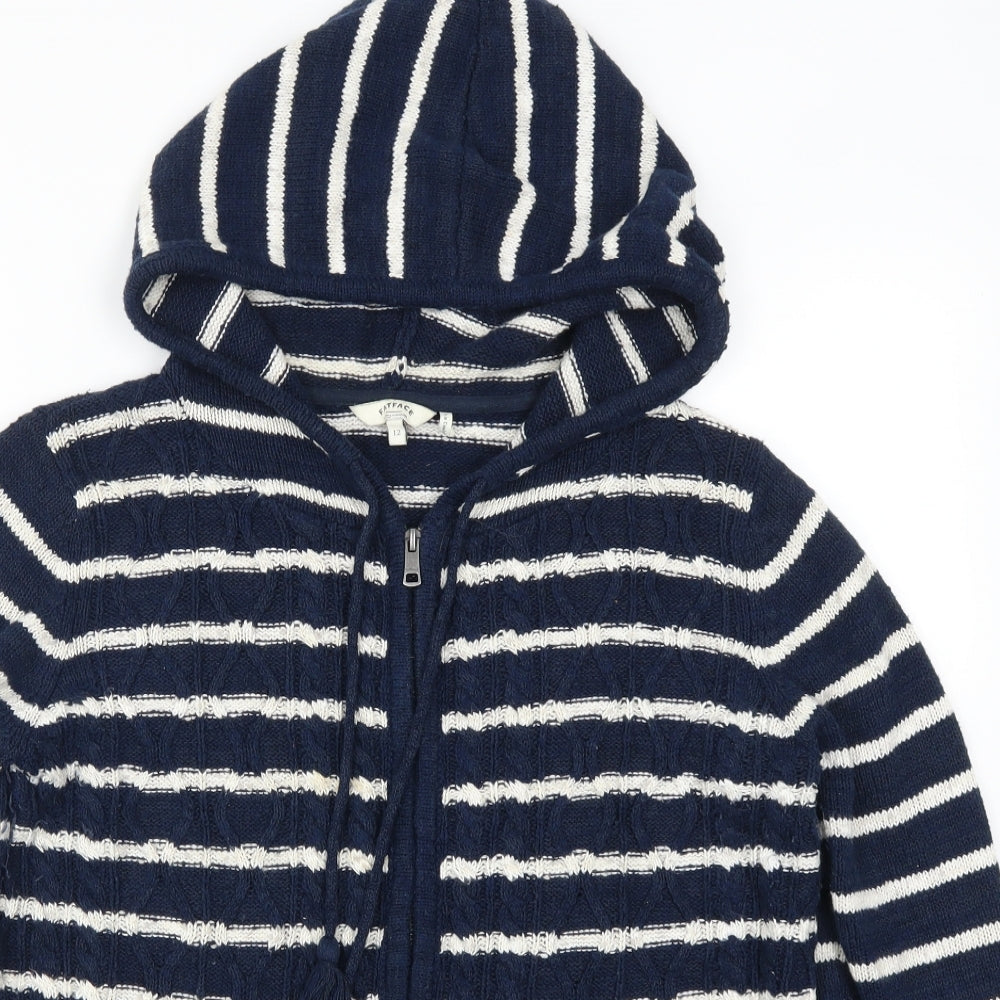 Fat Face Womens Blue Striped  Full Zip Jumper Size 12