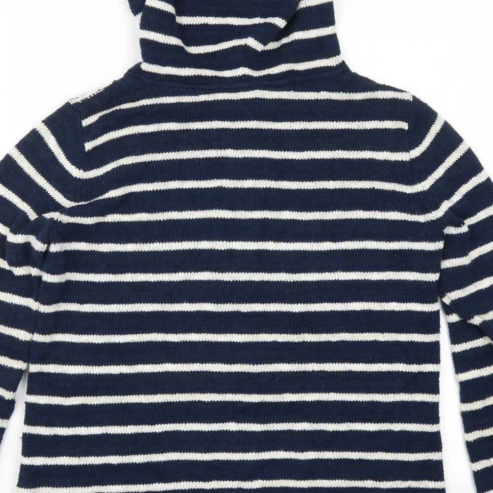 Fat Face Womens Blue Striped  Full Zip Jumper Size 12