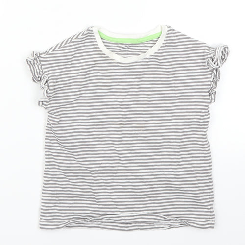 Marks and Spencer Girls Grey Striped  Basic T-Shirt Size 4-5 Years