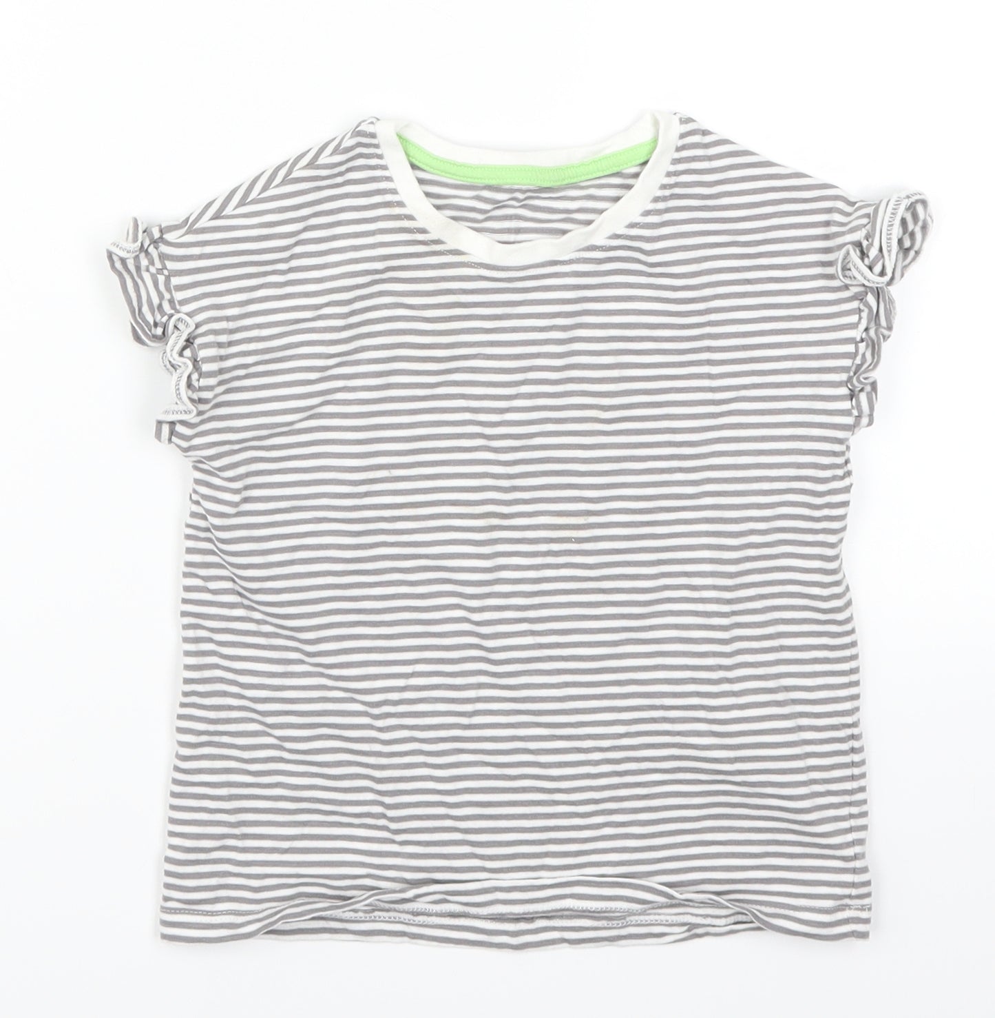 Marks and Spencer Girls Grey Striped  Basic T-Shirt Size 4-5 Years