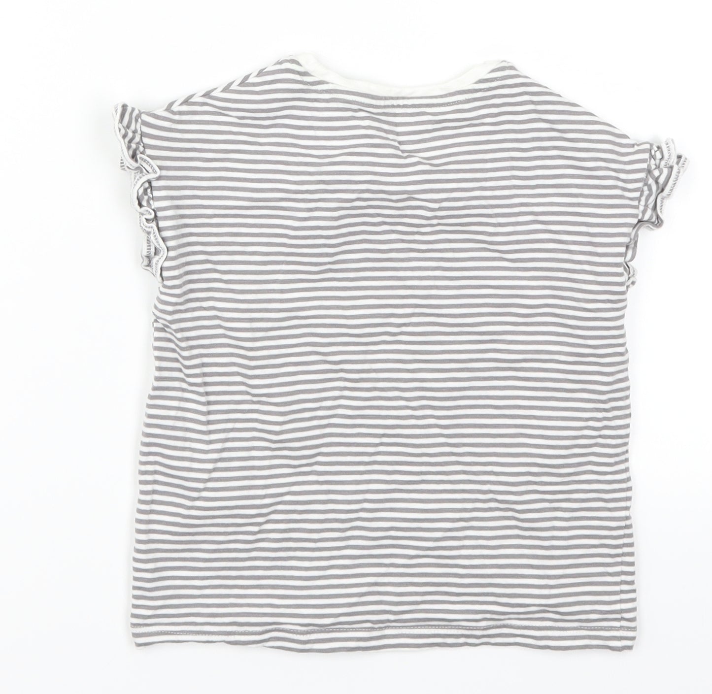 Marks and Spencer Girls Grey Striped  Basic T-Shirt Size 4-5 Years