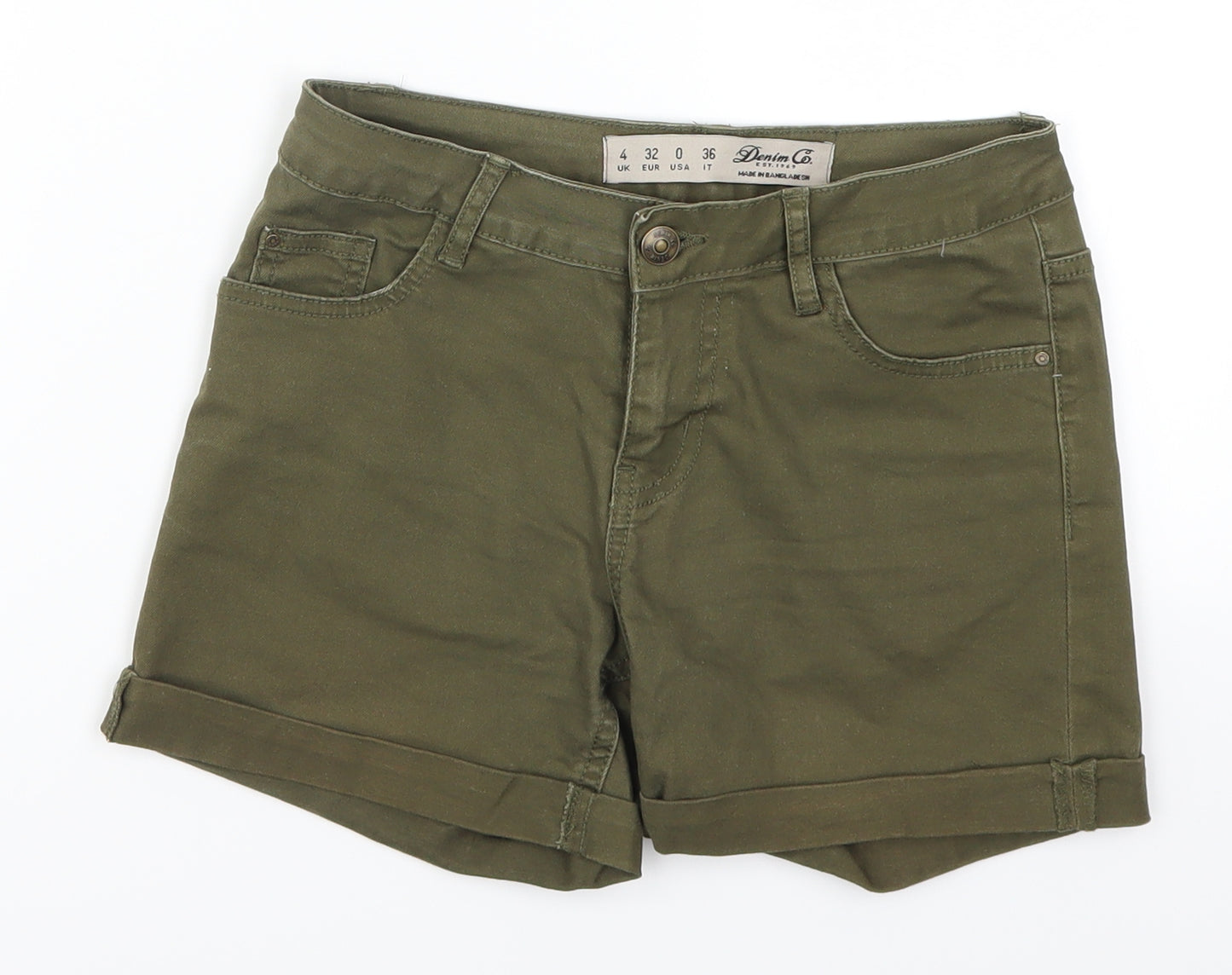 Denim Co Womens Green  Denim Hot Pants Shorts Size 4