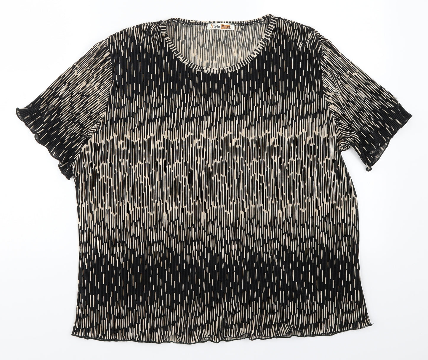 Style plus Womens Beige Geometric  Basic T-Shirt Size XL