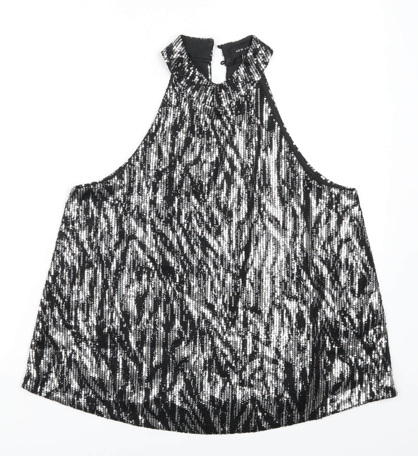 New Look Womens Silver Animal Print  Basic Tank Size 10  - Striped