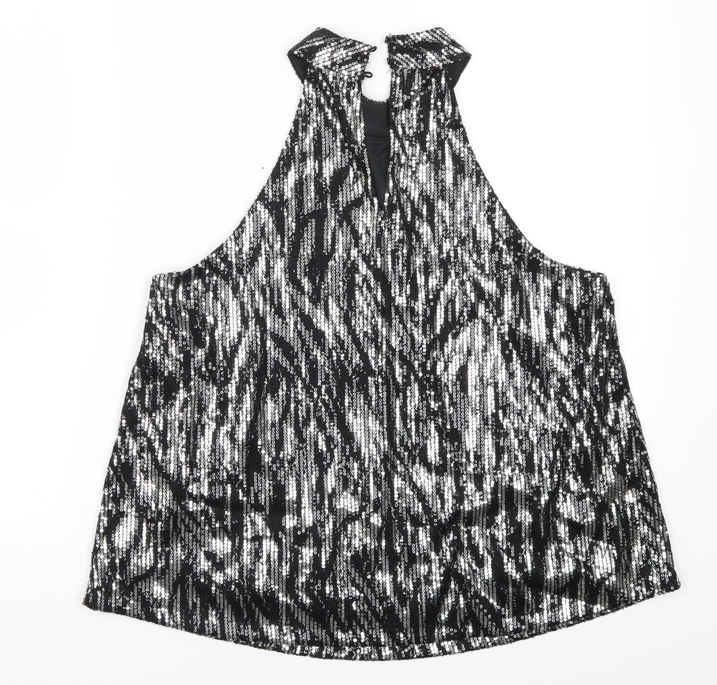 New Look Womens Silver Animal Print  Basic Tank Size 10  - Striped