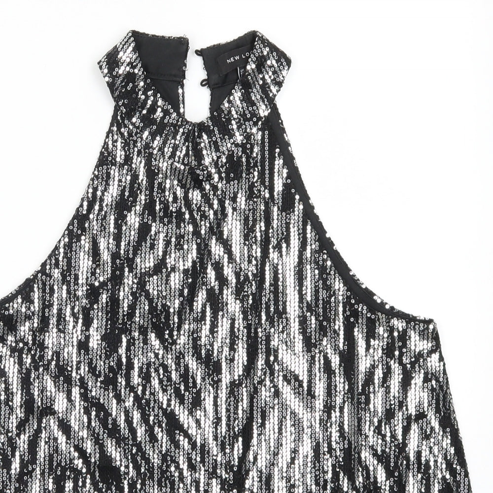 New Look Womens Silver Animal Print  Basic Tank Size 10  - Striped