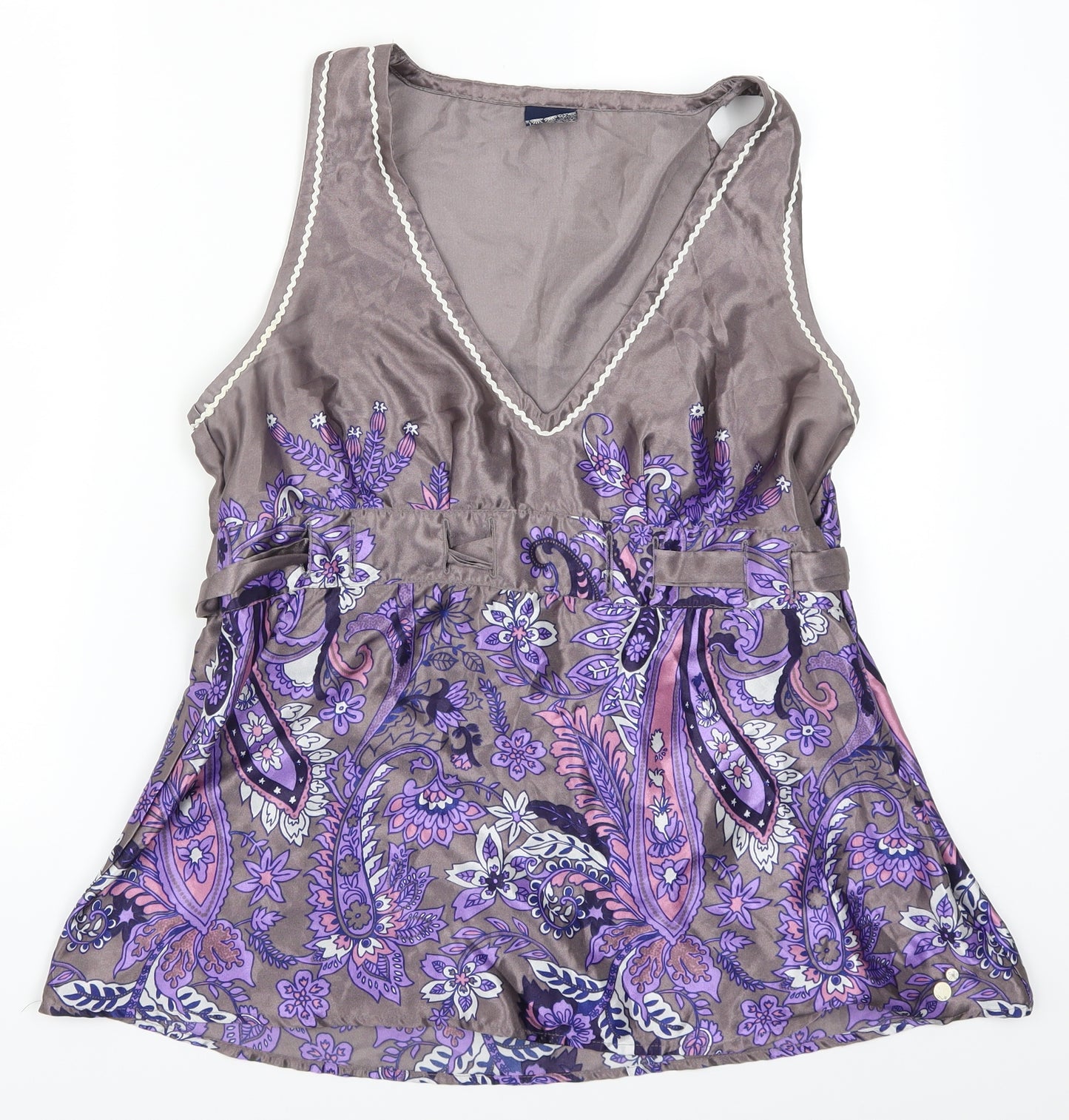 Hoock Womens Purple Paisley  Basic Tank Size 14