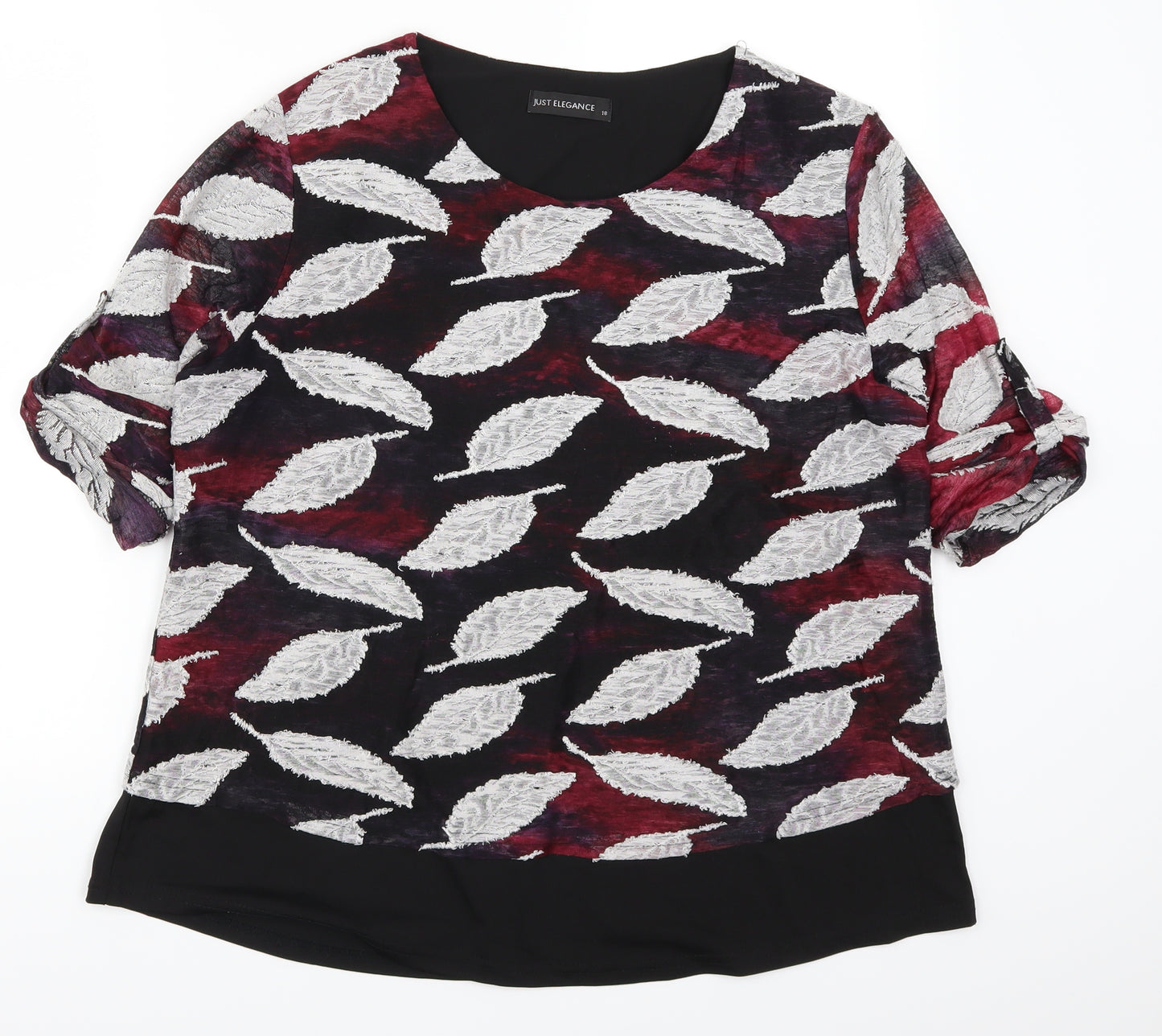 Just Elegance Womens Pink   Basic T-Shirt Size 18  - Purple Leaf Print