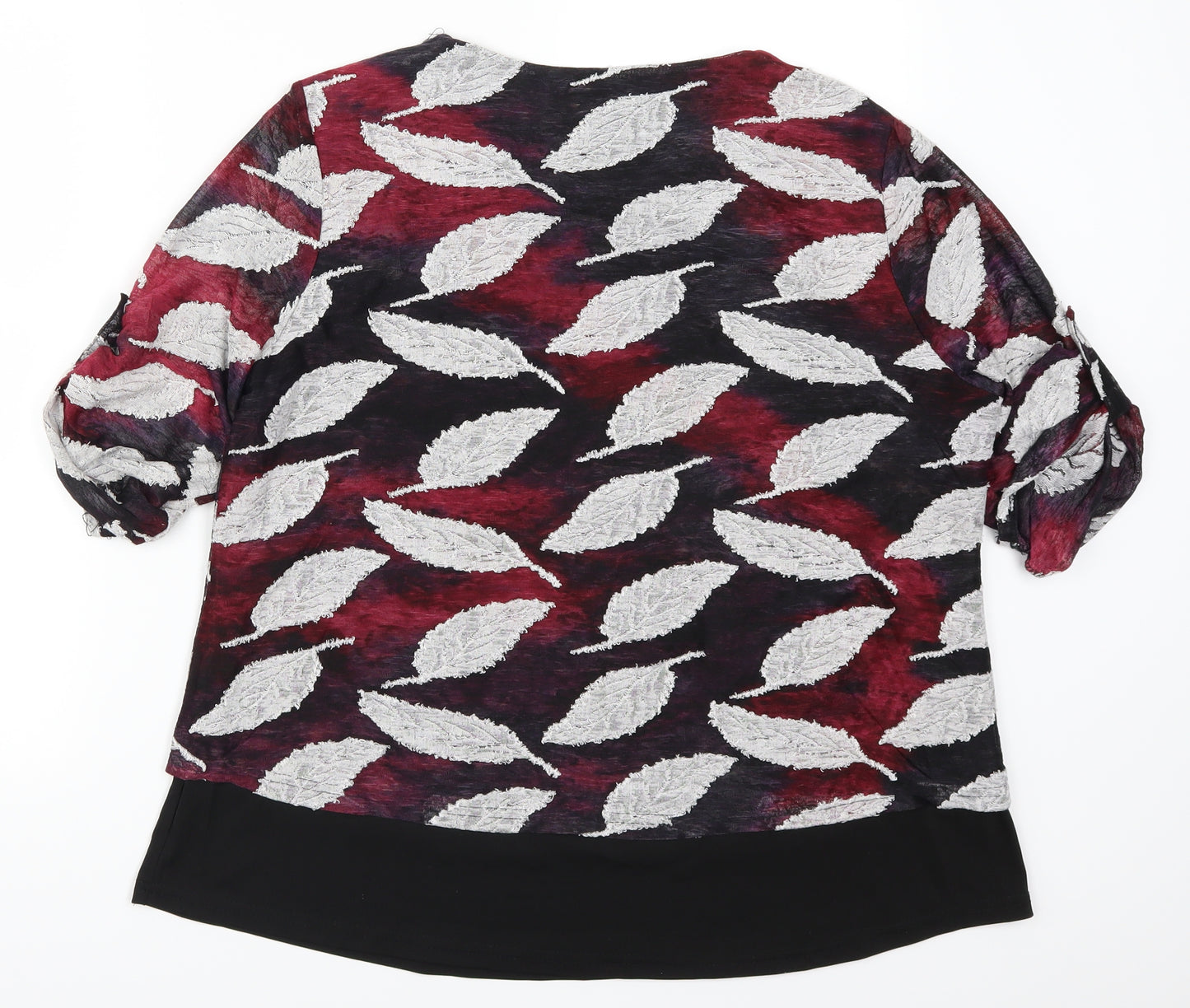 Just Elegance Womens Pink   Basic T-Shirt Size 18  - Purple Leaf Print