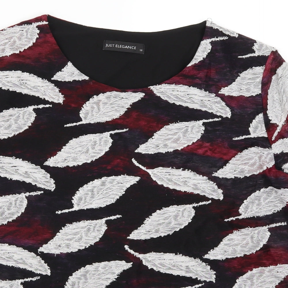 Just Elegance Womens Pink   Basic T-Shirt Size 18  - Purple Leaf Print