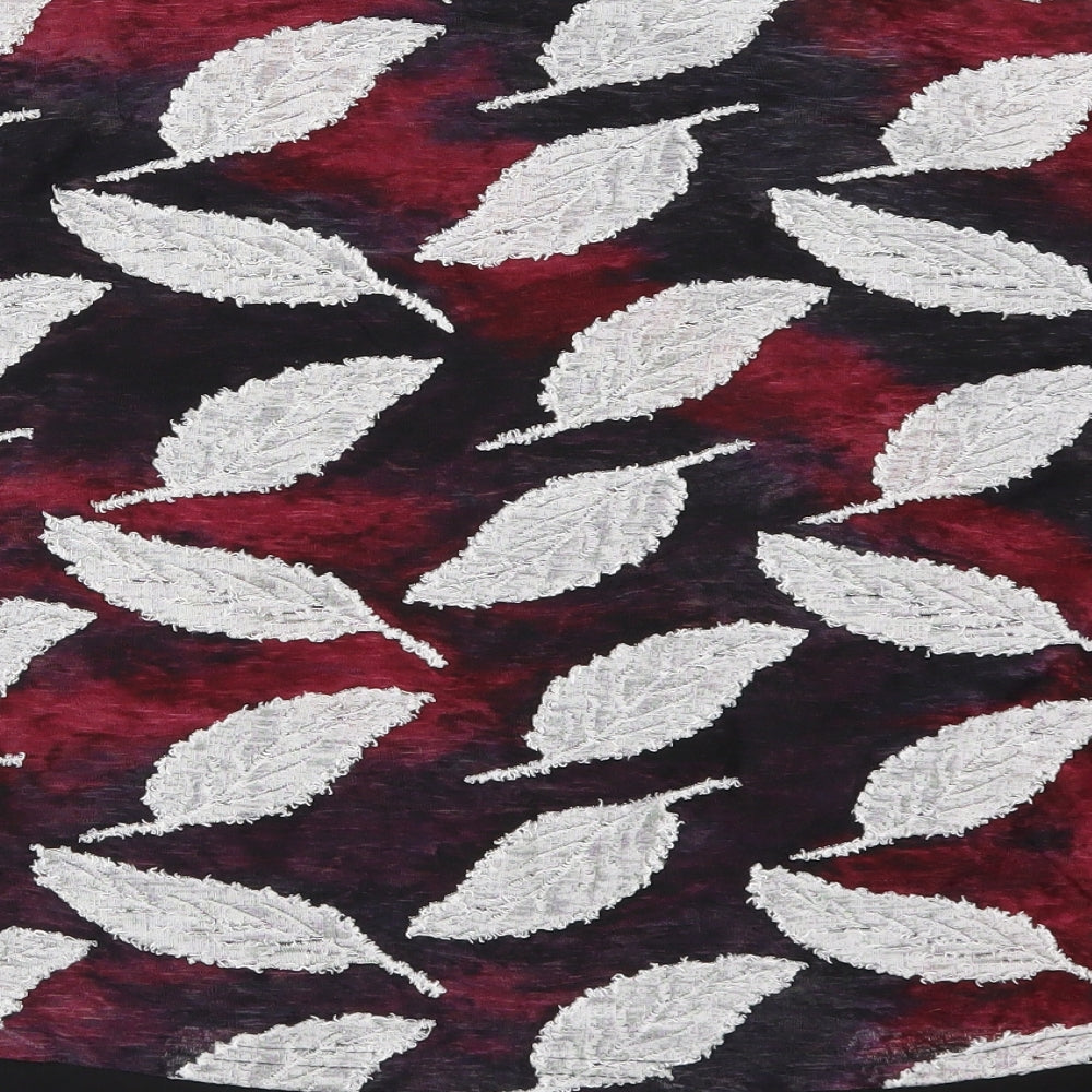 Just Elegance Womens Pink   Basic T-Shirt Size 18  - Purple Leaf Print
