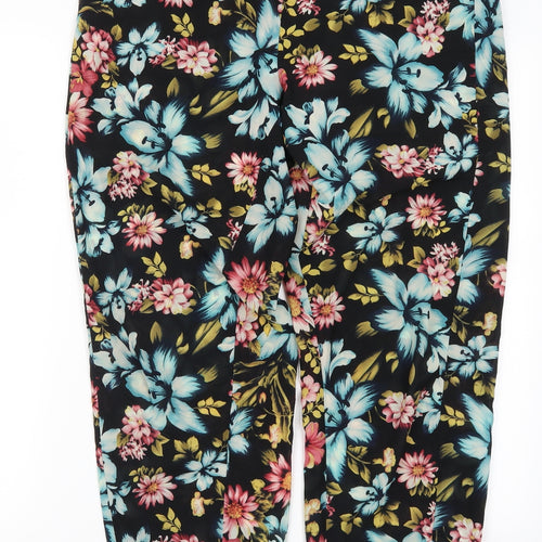 Parisian Womens Multicoloured Floral  Trousers  Size 12 L30 in - Pink and Blue Flowers