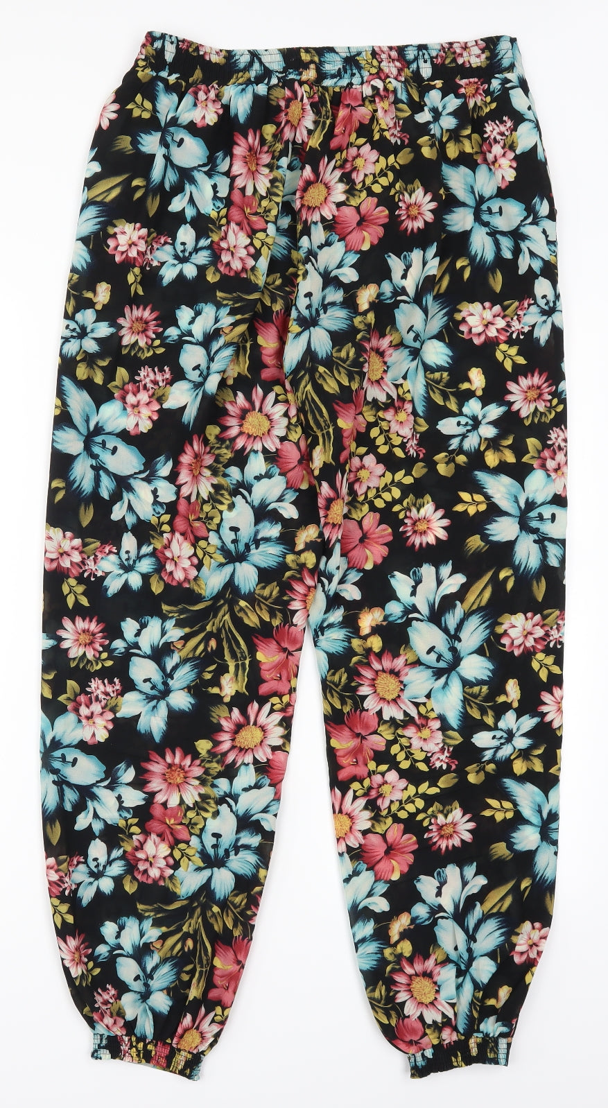 Parisian Womens Multicoloured Floral  Trousers  Size 12 L30 in - Pink and Blue Flowers