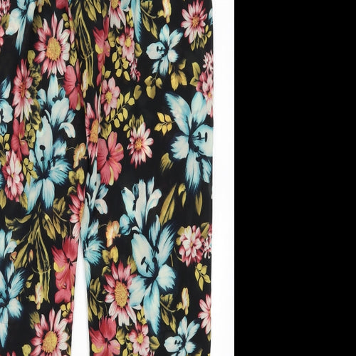 Parisian Womens Multicoloured Floral  Trousers  Size 12 L30 in - Pink and Blue Flowers