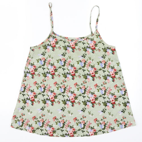 Peacocks Womens Green Floral  Basic Tank Size 8